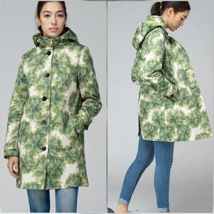 Feller Seattle New Queen Ann Trench Raincoat Green Floral Coat Large Old Money